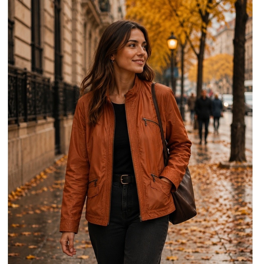Zenergy by Chico's Burnt Orange Full Zip Lightweight‎ Utility Jacket Women's 1